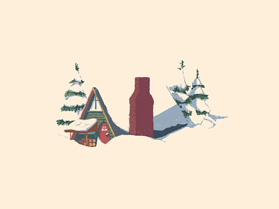 Snow (Inktober Day 11) cabin cozy illustration negativespace painting pines procreate snow winter
