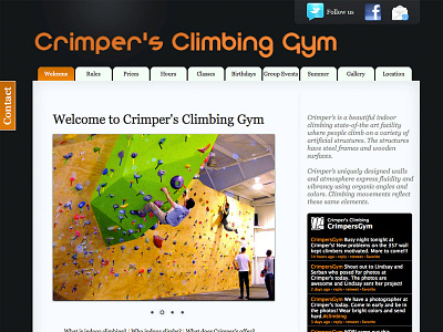 Crimper's Climbing Gym website