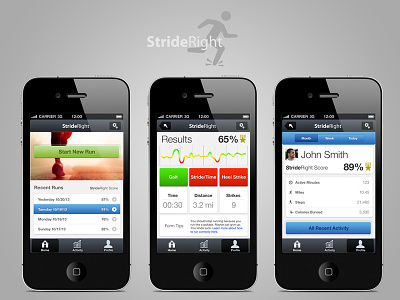 StrideRight application development mobile ui