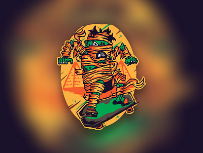 the mummy skateboarding design graphic design illustration logo mummy sketboard summer tattoo vector