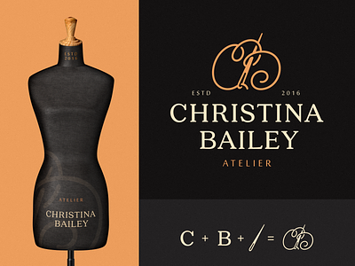 Christina Bailey atelier cb emblem fabric icon letters logo logodesign logotype monogram needle plexus seamstress sign symbol