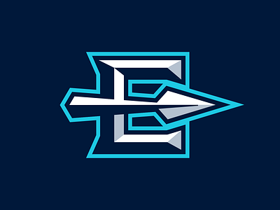 E - Spear effects emblem icon letter logo logodesign logotype monogram sign spear sport sport logo