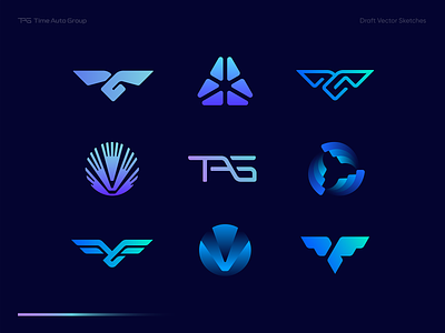 Team Auto Group Draft Vector Sketches auto car connection flag icon logo logodesign logotype market monogram panels rays sign symbol wings