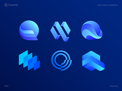 Quantia Draft Vector Sketches block coin cyrrence finance icon letter q logo logodesign logotype monogram nft q sign symbol token wave