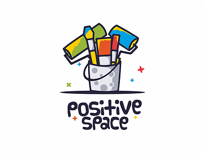 Positive Space art blue icon logo paint positive sign space star yellow