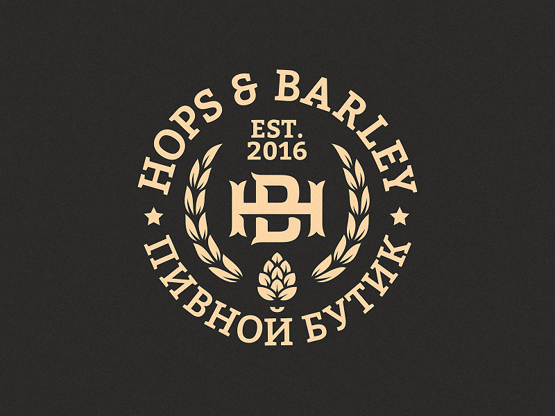 Hops & Barley bar barley beer hops icon logo monogram pub sign