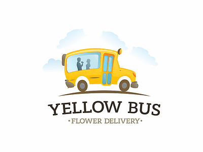Yellow Bus bus delivery emblem flower logo love sign speed symbol yellow