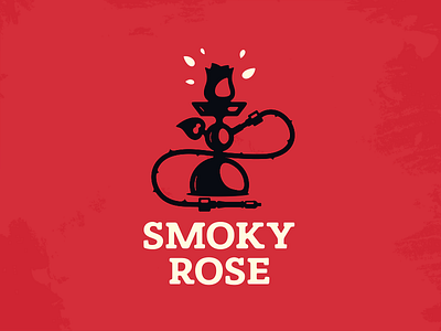 Smoky Rose bar hookah icon logo rose sign smoke symbol
