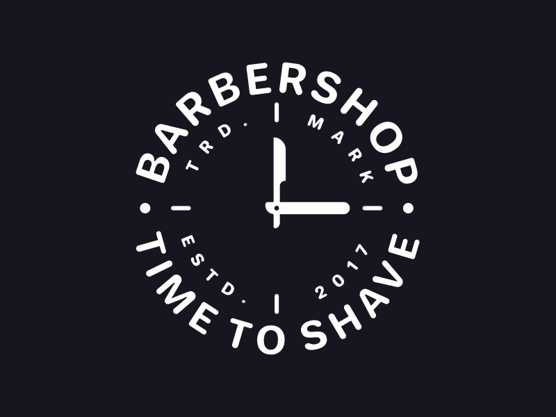 Barbershop barbershop beard clock ebmblem icon logo mark shave sign time