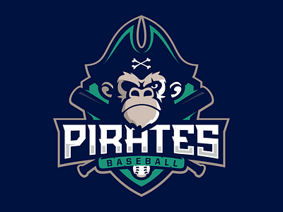 Pirates animals baseball emblem logo monkey pirates sport wild