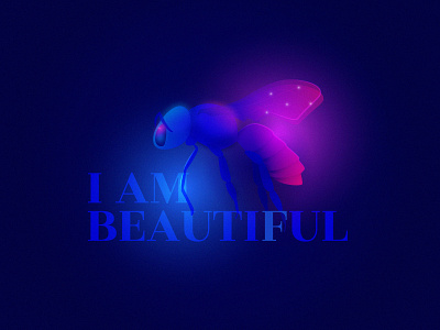 I am beautiful. Bee beauty bee blue dark drawing fable gradient graphic design illustration insect mistery nature surrealistic unusual violet