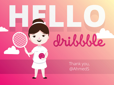 Hello, Dribbble! character dribbble girl hello player tennis