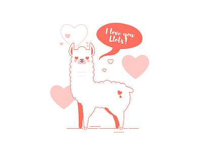 Llama loves you ^^ animal card cartoon cute design heart i love you illustration kawaii line art living coral livingcoral llama llamas llots love pink valentine day white