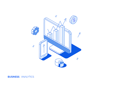 Business Analytics Concept analytics blue business concept design finance graphic icon illustration iphone isometric line mac money style