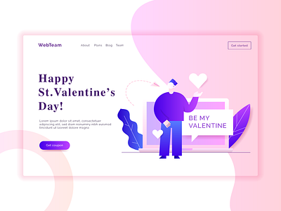 Trying some other style day design flat gradient illustration love man minimal people pink romantic ui valentine valentine day vector