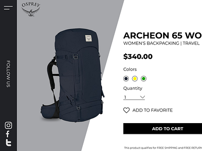 Single Product UI Design backpack figma osprey photoshop shopping single product ui ux