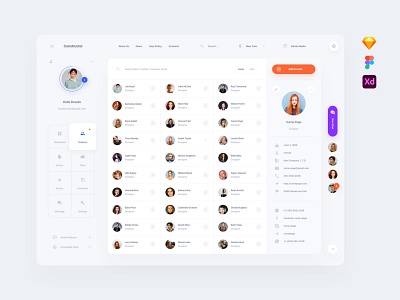 Contacts Template adobe xd donwload interface sketch ui ui blocks ui kit ux web