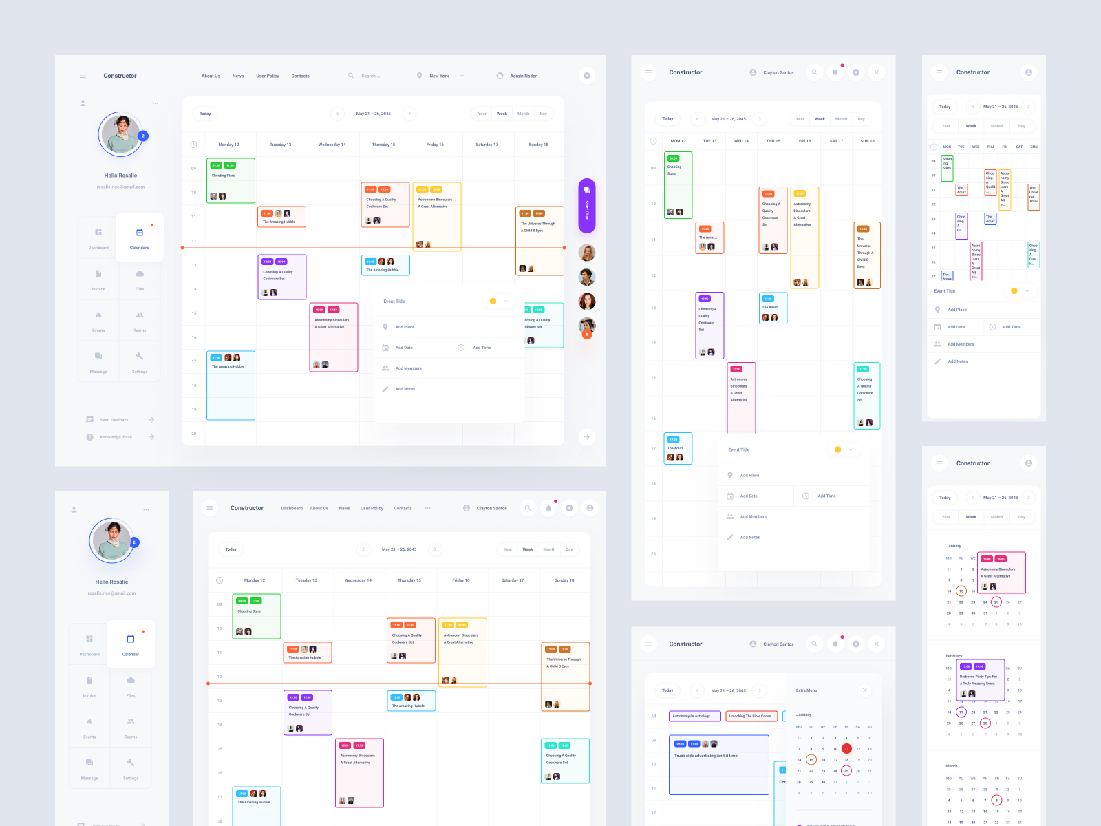 Responsive Calendars UI Kit by Spline.One on Dribbble