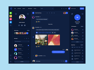 Messenger Dark Version dashboard design figma interface product ui ui kit ux web