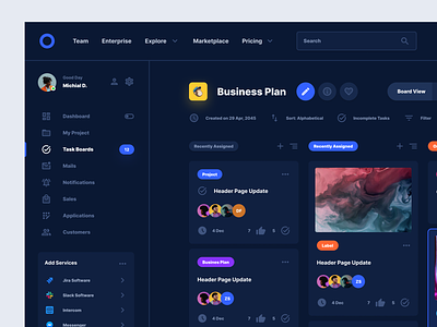 Task Board Dark Dashboard