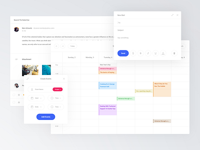 Cards Mail and Caledar calendar interface sketch ui ui kit ux web