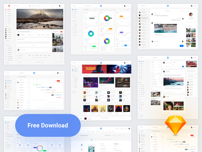 Free 8 Interfaces sketch download free update kit web interface ui kit