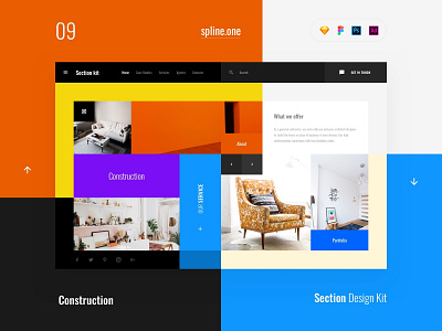 09 Construction, Section Design Kit adobe xd dailyui donwload figma inspiration interface kit landing page photoshop psd site sketch symbols template ui ui blocks uikit ux web webdesigner