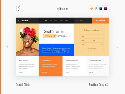 12 Dental, Section Design kit adobe xd dailyui donwload figma inspiration interface kit landing page photoshop psd site sketch symbols template ui ui blocks uikit ux web webdesigner