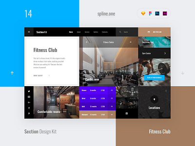 14 Gym, Section Design Kit adobe xd dailyui donwload figma inspiration interface kit landing page photoshop psd site sketch symbols template ui ui blocks uikit ux web webdesigner