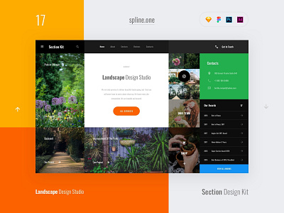 17 Landscaping, Section Design Kit adobe xd dailyui donwload figma inspiration interface kit landing page photoshop psd site sketch symbols template ui ui blocks uikit ux web webdesigner