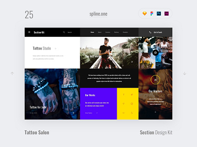 25 Tattoo, Section Design Kit adobe xd dailyui donwload figma inspiration interface kit landing page photoshop psd site sketch symbols template ui ui blocks uikit ux web webdesigner