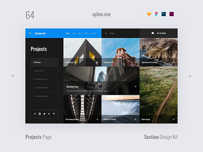 64 Projects, Section Design Kit adobe xd dailyui donwload figma inspiration interface kit landing page photoshop psd site sketch symbols template ui ui blocks uikit ux web webdesigner