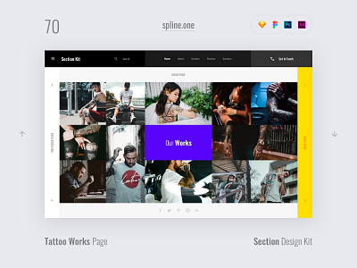 70 Tatoo Gallery, Section Design Kit adobe xd dailyui donwload figma inspiration interface kit landing page photoshop psd site sketch symbols template ui ui blocks uikit ux web webdesigner