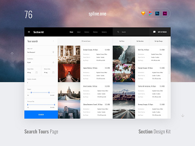 76 Tours, Section Design Kit adobe xd dailyui donwload figma inspiration interface kit landing page photoshop psd site sketch symbols template ui ui blocks uikit ux web webdesigner