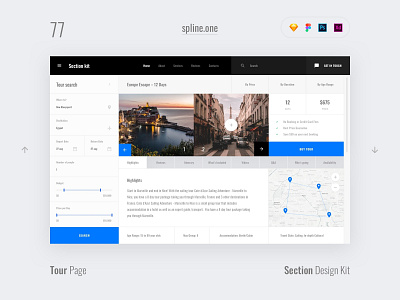 77 Tour Page, Section Design Kit adobe xd dailyui donwload figma inspiration interface kit landing page photoshop psd site sketch symbols template ui ui blocks uikit ux web webdesigner