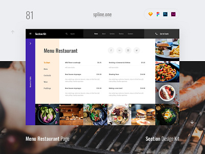 81 Restaurant, Section Design Kit adobe xd dailyui donwload figma inspiration interface kit landing page photoshop psd site sketch symbols template ui ui blocks uikit ux web webdesigner