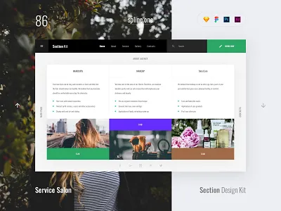 86 Salon Services, Section Design Kit adobe xd dailyui donwload figma inspiration interface kit landing page photoshop psd site sketch symbols template ui ui blocks uikit ux web webdesigner