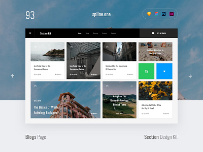 93 Blogs, Section Design Kit adobe xd dailyui donwload figma inspiration interface kit landing page photoshop psd site sketch symbols template ui ui blocks uikit ux web webdesigner