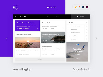 95 Blogs, Section Design Kit adobe xd dailyui donwload figma inspiration interface kit landing page photoshop psd site sketch symbols template ui ui blocks uikit ux web webdesigner