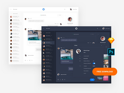 Free Web Messanger adobe xd design donwload free free ui free ui kit interface kit photoshop psd sketch symbols template ui blocks ui kit uikit ux vector web webdesigner