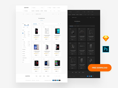 Free Web Commerce template adobe xd donwload free free ai interface kit landing page photoshop psd sketch symbols template ui blocks ui kit uikit ux web