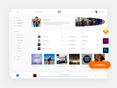 Free Web Music Template adobe xd donwload download interface kit landing page photoshop psd sketch symbols template ui ui blocks ui kit ux web