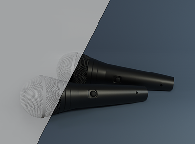 3D microphone model 3d 3d art animation art autodesk maya blender branding cgi graphic design highpoly keyshot lowpoly