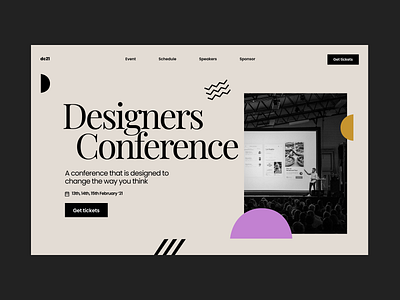 Designers Conference Landing Page Template branding brutalist creative design landing page minimalist nocode typography web design webflow