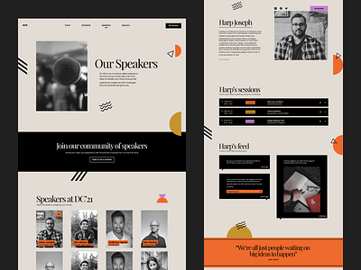 Designers Conference Speakers Section branding brutalism brutalist clean creative design landing page minimalism minimalist nocode