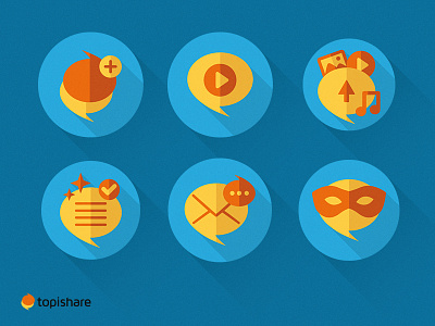 Topishare Features Icons set features flat icon media set social topishare web