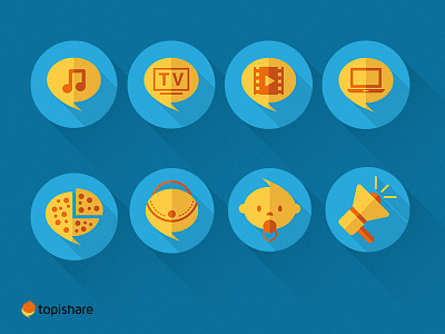 Topishare Icons set features flat icon media set social topishare web