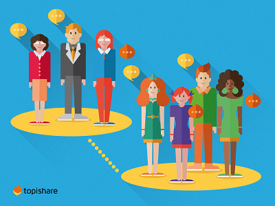 Topishare Flat Characters bubble character communication design flat media nations people social topishare