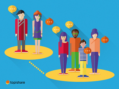 Topishare Flat Characters bubble character communication design flat media nations people social topishare