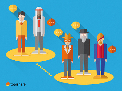 Topishare Flat Characters bubble character communication design flat media nations people social topishare